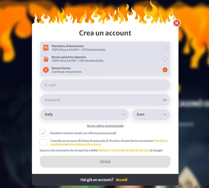 HELLSPIN Casino Passaggio per la registrazione 2